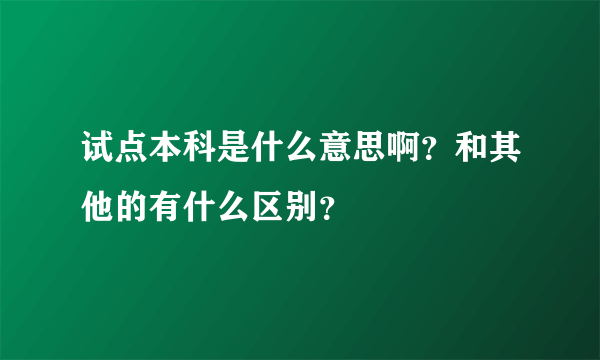 试点本科是什么意思啊？和其他的有什么区别？