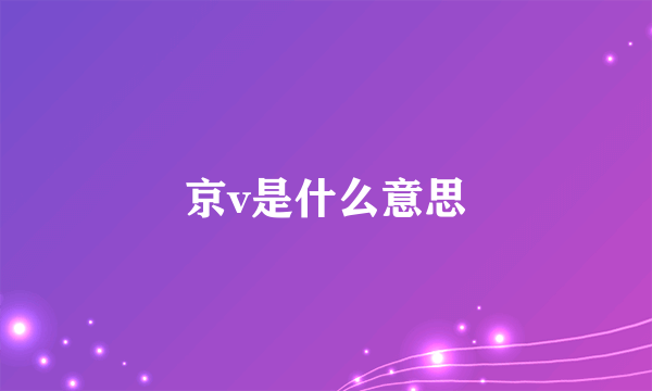 京v是什么意思