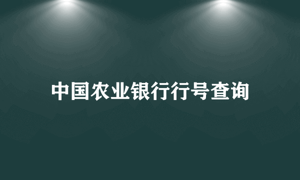 中国农业银行行号查询