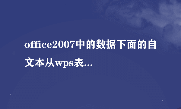 office2007中的数据下面的自文本从wps表格中怎么找