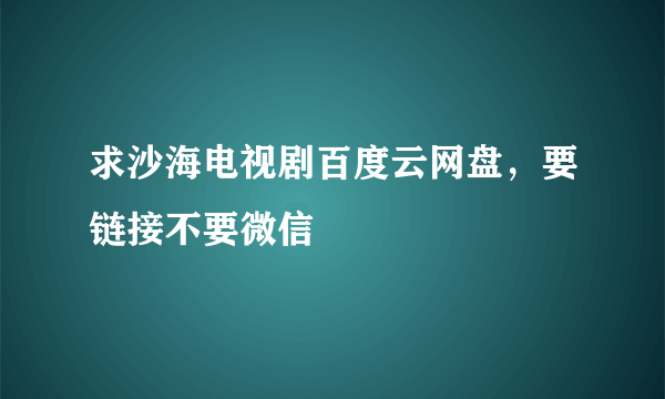 求沙海电视剧百度云网盘，要链接不要微信