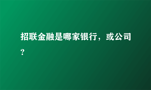 招联金融是哪家银行，或公司？