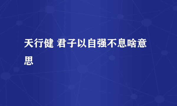 天行健 君子以自强不息啥意思