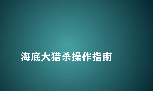 
海底大猎杀操作指南
