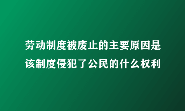 劳动制度被废止的主要原因是该制度侵犯了公民的什么权利