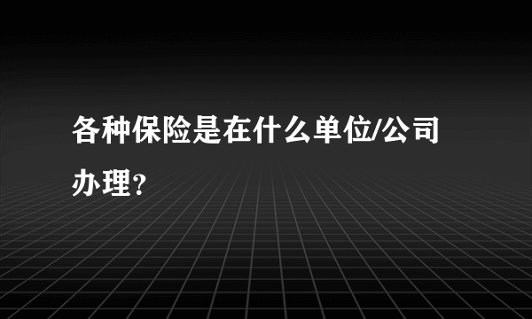 各种保险是在什么单位/公司办理？