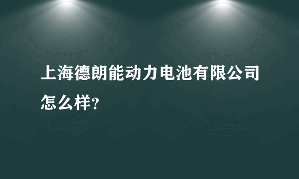 上海德朗能动力电池有限公司怎么样？