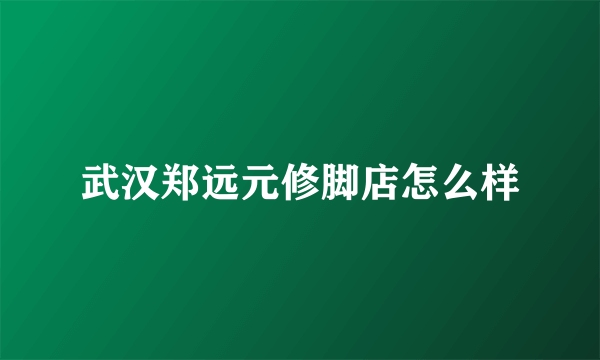 武汉郑远元修脚店怎么样