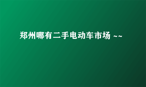 郑州哪有二手电动车市场 ~~