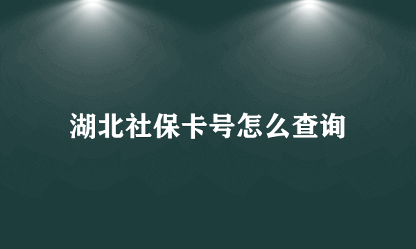 湖北社保卡号怎么查询