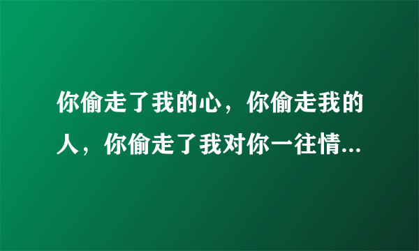 你偷走了我的心，你偷走我的人，你偷走了我对你一往情深，有谁知道这首歌叫什么名字？