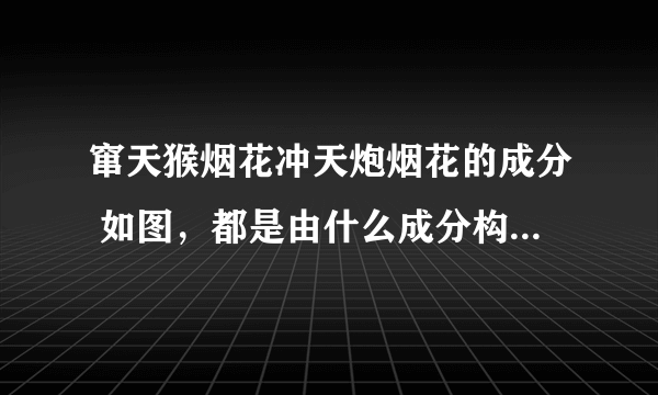 窜天猴烟花冲天炮烟花的成分 如图，都是由什么成分构成？能买到吗？动力和爆炸分别由什么成分控制？谢谢