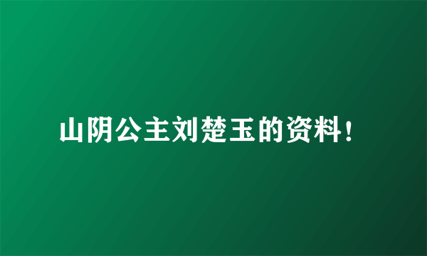 山阴公主刘楚玉的资料！