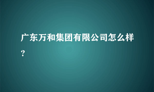 广东万和集团有限公司怎么样？