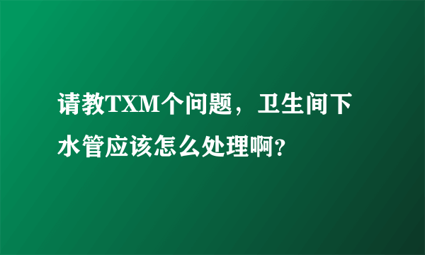 请教TXM个问题，卫生间下水管应该怎么处理啊？