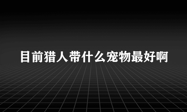 目前猎人带什么宠物最好啊