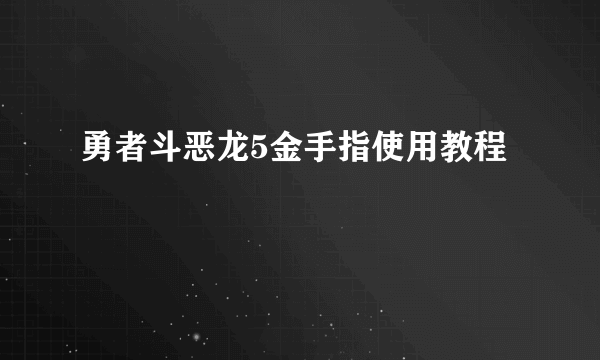 勇者斗恶龙5金手指使用教程