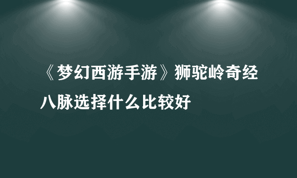 《梦幻西游手游》狮驼岭奇经八脉选择什么比较好