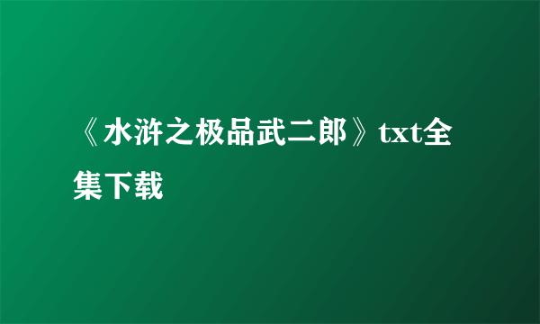 《水浒之极品武二郎》txt全集下载