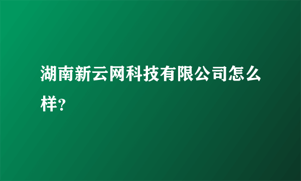 湖南新云网科技有限公司怎么样？