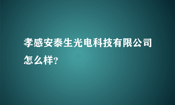 孝感安泰生光电科技有限公司怎么样？