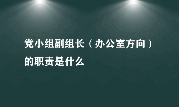 党小组副组长（办公室方向）的职责是什么