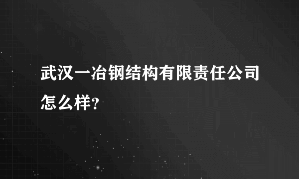 武汉一冶钢结构有限责任公司怎么样？