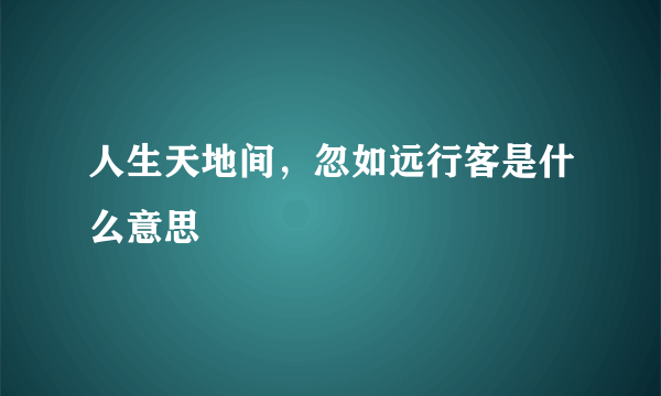 人生天地间，忽如远行客是什么意思