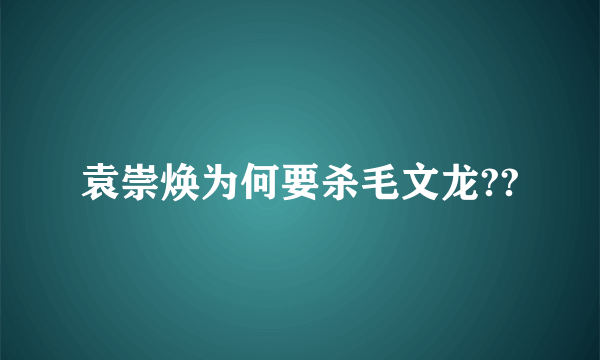 袁崇焕为何要杀毛文龙??