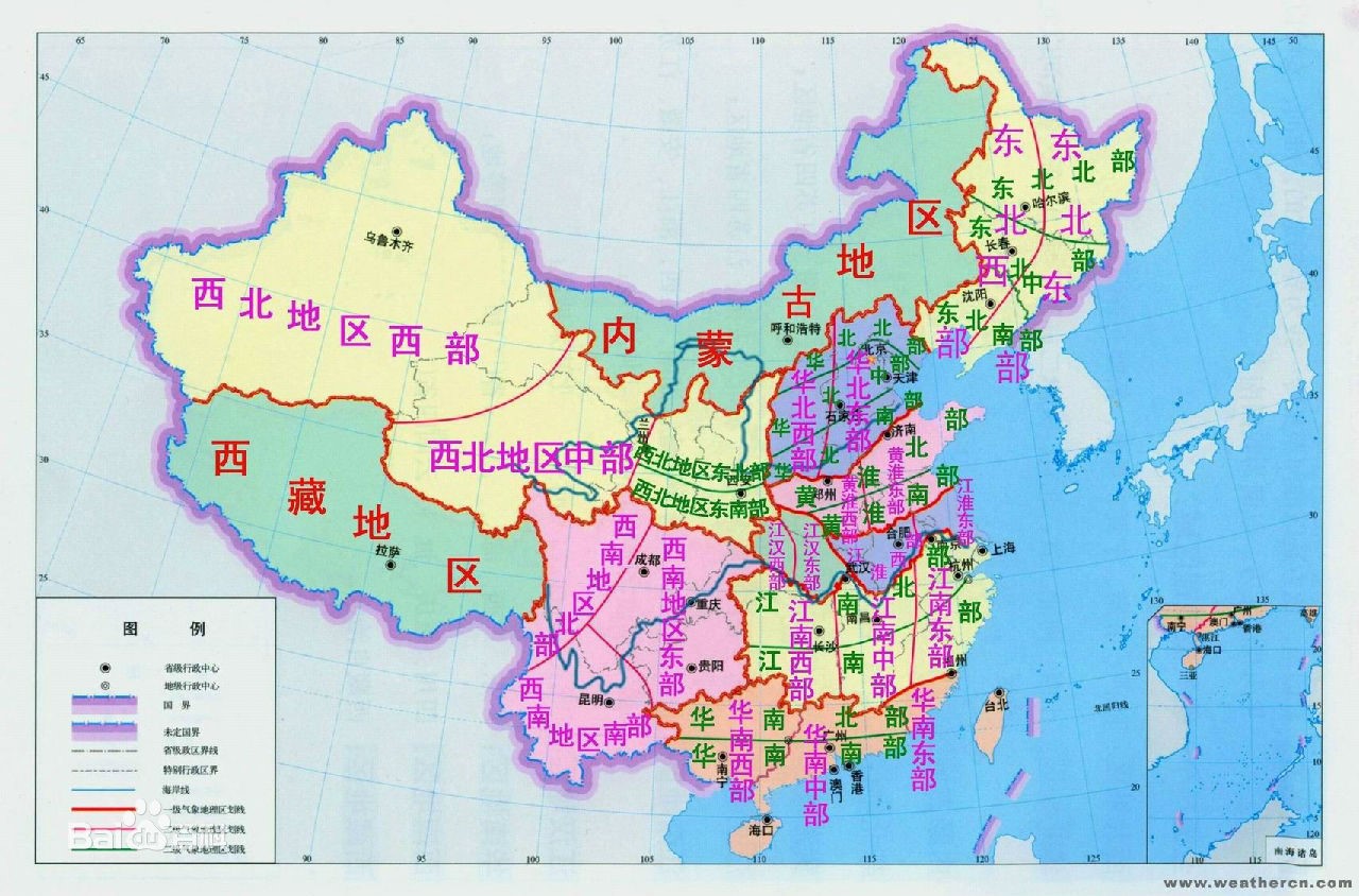 中国华南华北地图