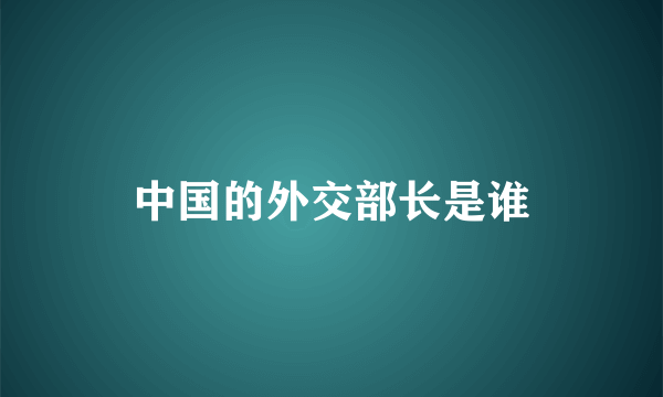 中国的外交部长是谁