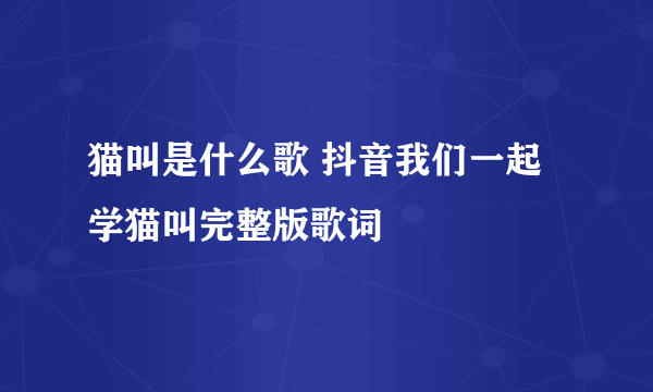 猫叫是什么歌 抖音我们一起学猫叫完整版歌词