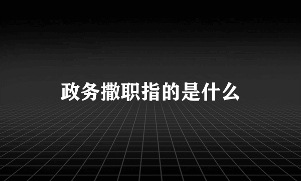 政务撒职指的是什么