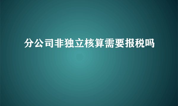 分公司非独立核算需要报税吗