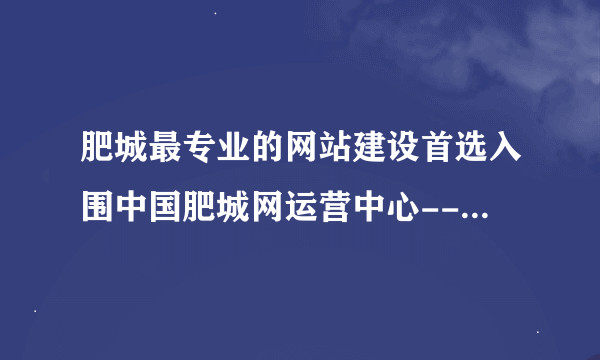 肥城最专业的网站建设首选入围中国肥城网运营中心--QQ453740474