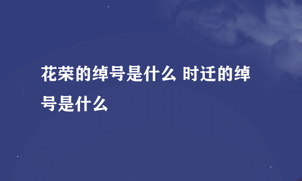 花荣的绰号是什么 时迁的绰号是什么