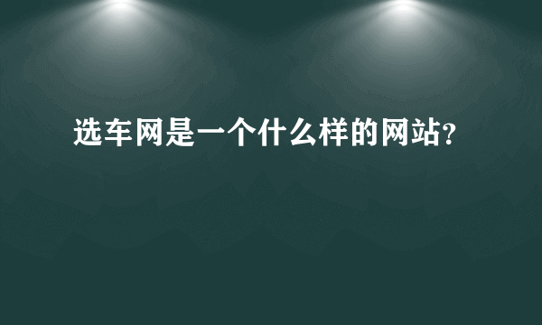 选车网是一个什么样的网站？