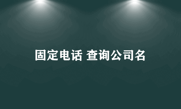 固定电话 查询公司名