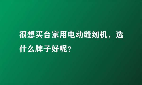 很想买台家用电动缝纫机，选什么牌子好呢？