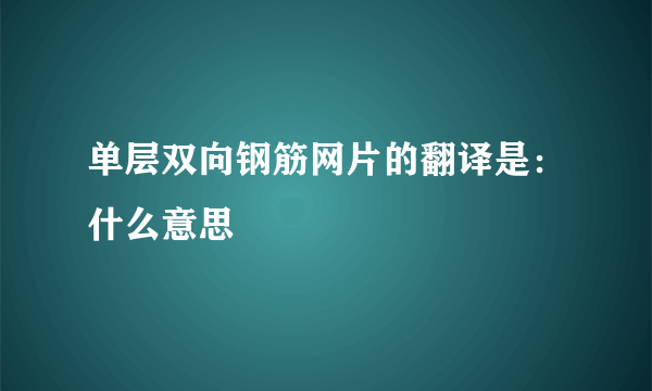 单层双向钢筋网片的翻译是：什么意思