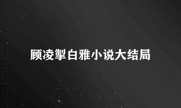 顾凌掣白雅小说大结局