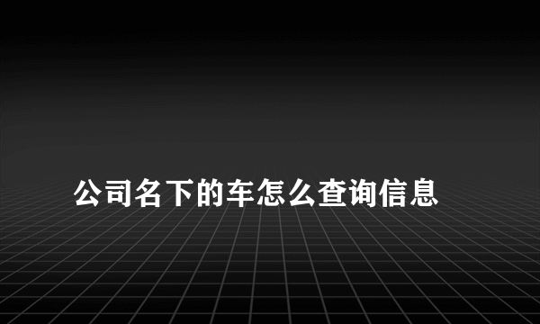 
公司名下的车怎么查询信息
