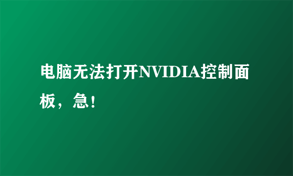 电脑无法打开NVIDIA控制面板，急！