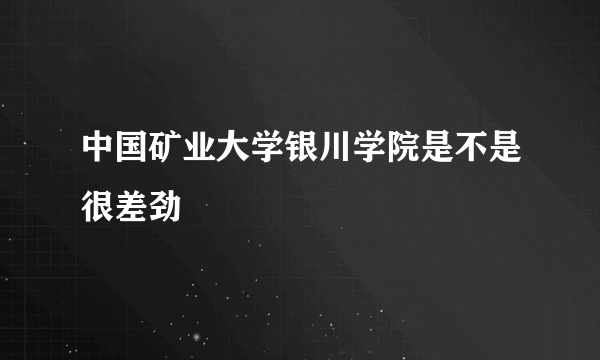 中国矿业大学银川学院是不是很差劲