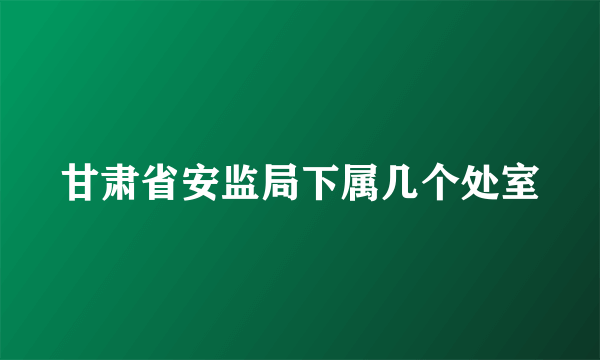 甘肃省安监局下属几个处室