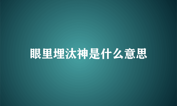 眼里埋汰神是什么意思