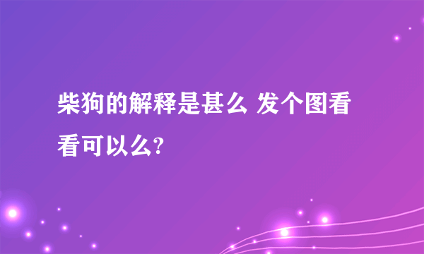 柴狗的解释是甚么 发个图看看可以么?