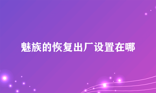 魅族的恢复出厂设置在哪