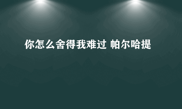 你怎么舍得我难过 帕尔哈提