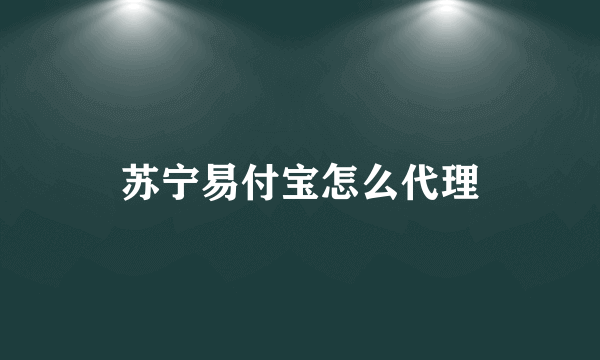 苏宁易付宝怎么代理